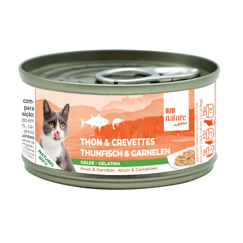 Bubi Nature Lata de Atún y Gambas en Gelatina Gatos 70g Bubi Nature Lata de Atún y Gambas en Gelatina Gatos 70g