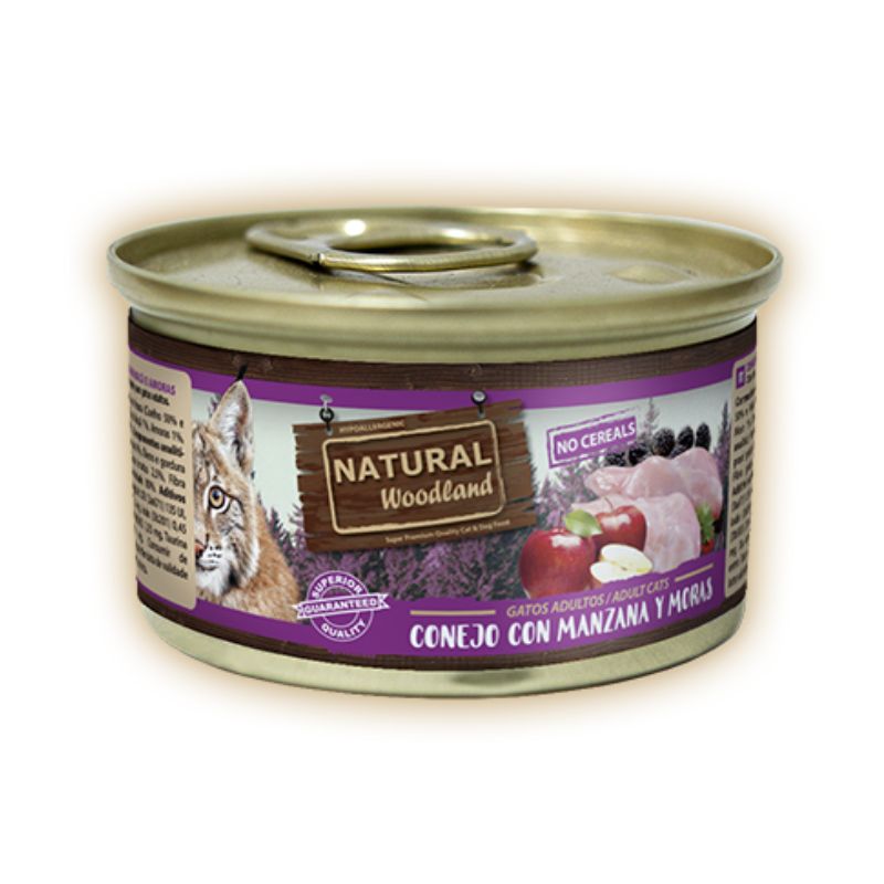 natural woodland lata conejo con manzana y moras 85g natural woodland lata conejo con manzana y moras 85g
