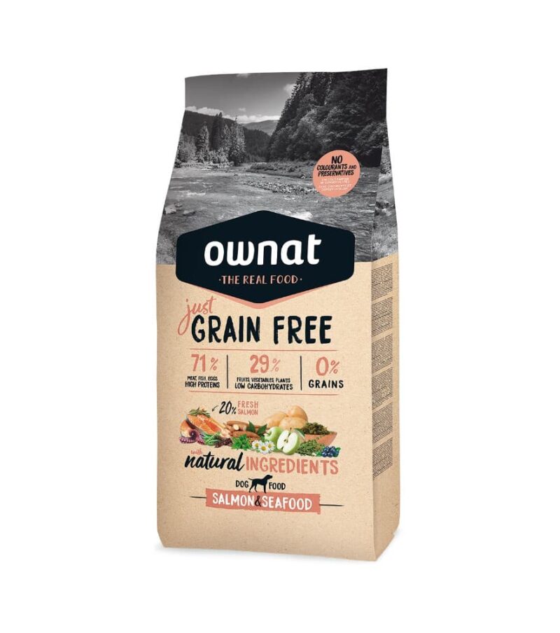 ownat just grain free salmon y marisco perros